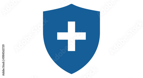 A symbolic representation of health and protection symbolized by shield and cross emblem