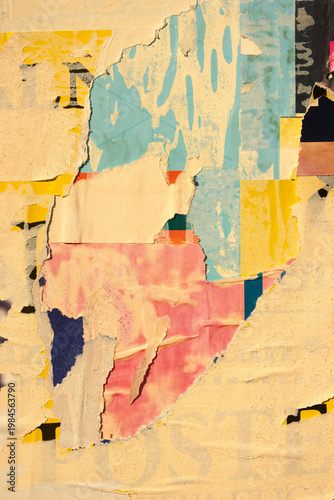 Posters old colorful ripped torn grunge backgrounds creased crumpled paper backdrop surface placard empty space for text     