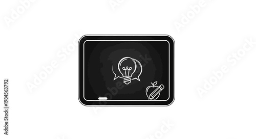 Chalkboard Illustration with Idea Bulb, Apple and Pencil Depicting Educational Concept