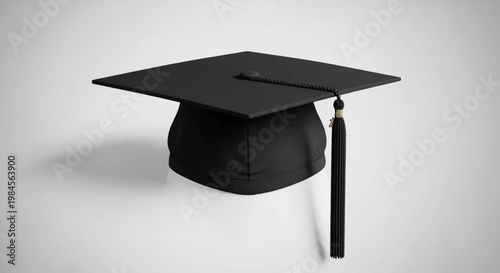 Graduation cap isolated on a white backdrop, symbolizing achievement and education
