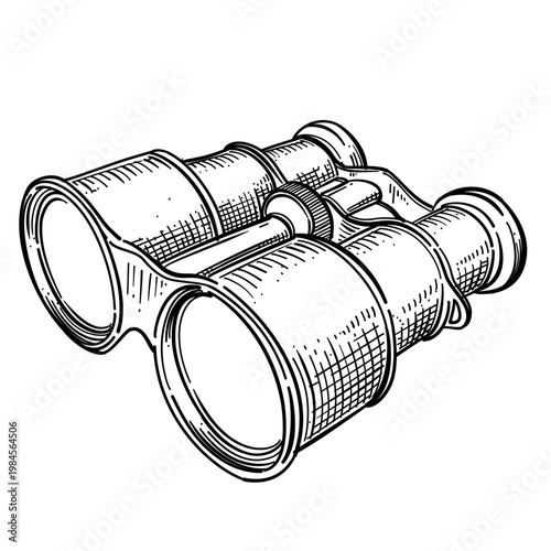 binoculars vector line art hand drawn illustration