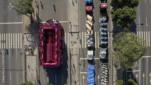 Drone Shot, Aerial Footage of Allegoric Car in Rio de Janeiro Carnival 