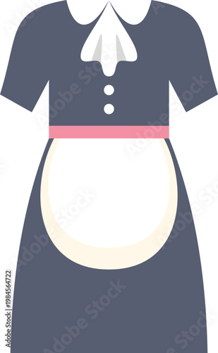 Maid uniform dress with apron, collar, and belt illustrating domestic service icon