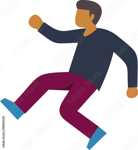 Man losing balance and falling down, representing a trip or slip accident