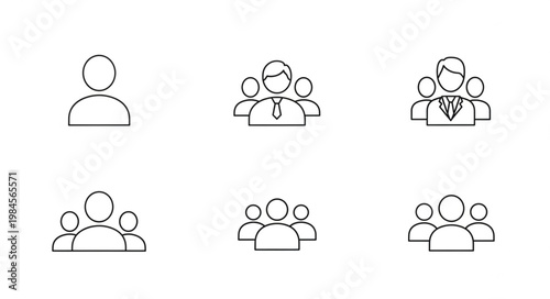 Collection of simplified human icons representing individuals and groups.