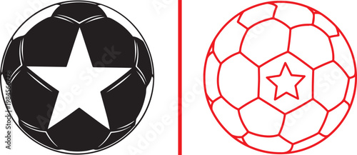 Soccer ball vector illustration with star symbol for sports logo and championship branding