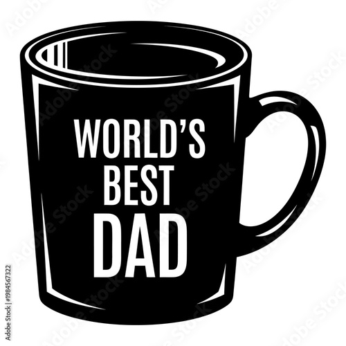 world's best dad coffee mug minimalist black and white vector illustration