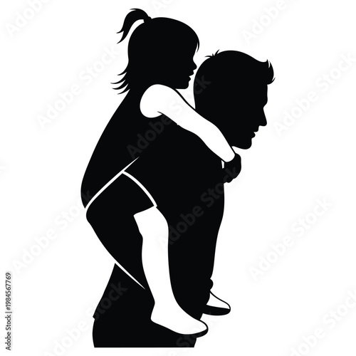 father and child bonding silhouette flat design vector illustration