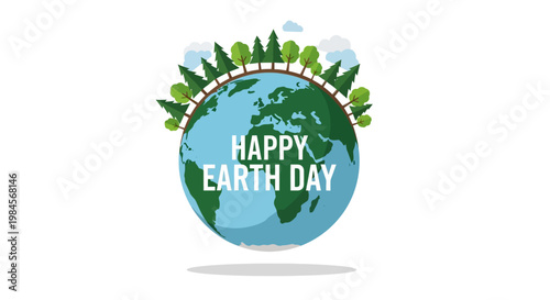 Happy Earth Day Globe Illustration.