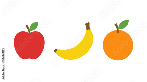 Fresh Fruit Trio on White Background.