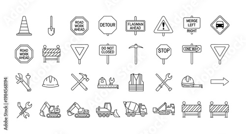 Construction Road Signs and Symbols.