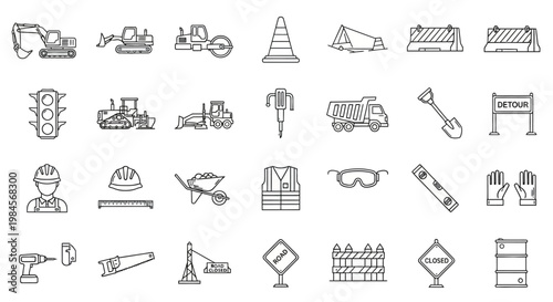 Construction icons and symbols set.
