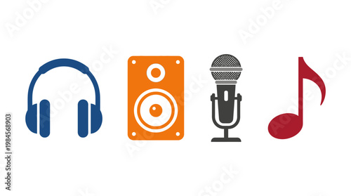 Music equipment and audio devices icons.