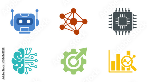 Technology icons for business and innovation.