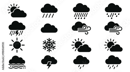 Weather icons with various conditions shown.
