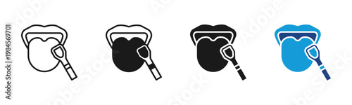 Tongue Cleaner icon set multiple style collection