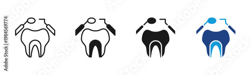 Dental Care icon set multiple style collection