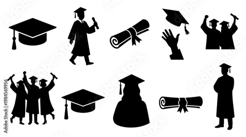 Graduation icons and symbols collection.