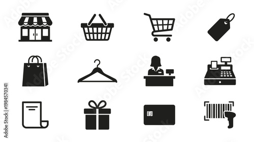 Ecommerce shopping icons and symbols.
