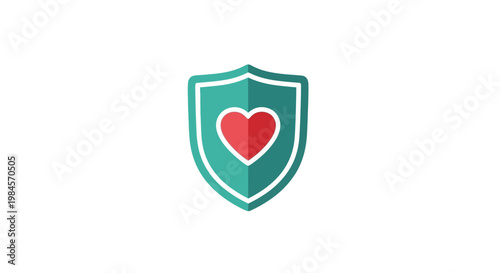 Heart protected inside a shield illustration, perfect for healthcare and insurance visuals