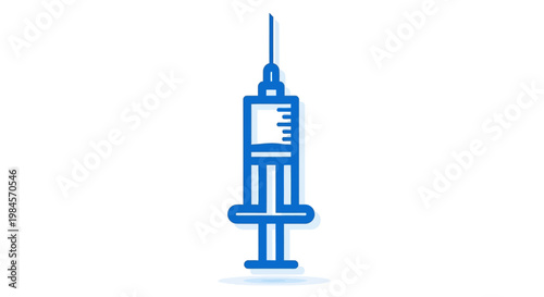 Illustration of a Medical Syringe in Blue and White Against a Clean Background