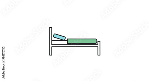 Simple illustration of a bed with pillow and mattress isolated on a white background
