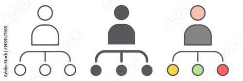 Person and chart line icon, worker and diagram, structure sign, vector graphics, a linear pattern on a white background,