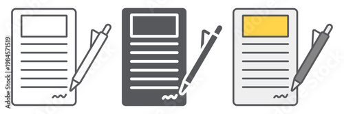 Signing contract line icon, paper and agreement, document sign, vector graphics, a linear pattern on a white background.