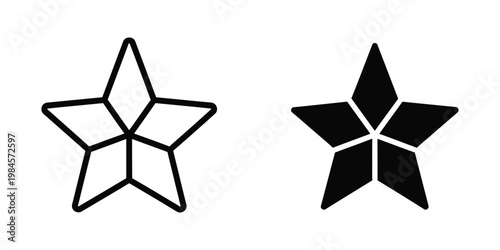 Comparison of a line art star and a filled black star with white inner lines