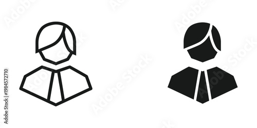 Contrast between outlined and filled silhouette figures in formal attire