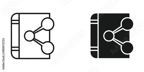 Contrast between a white and black social network book icon design