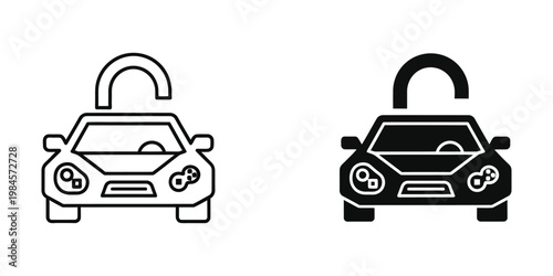 Comparison of secure and insecure vehicle icons with padlock symbols.