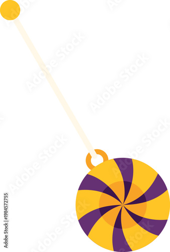 Hypnosis pendulum tool swinging with a mesmerizing swirl pattern