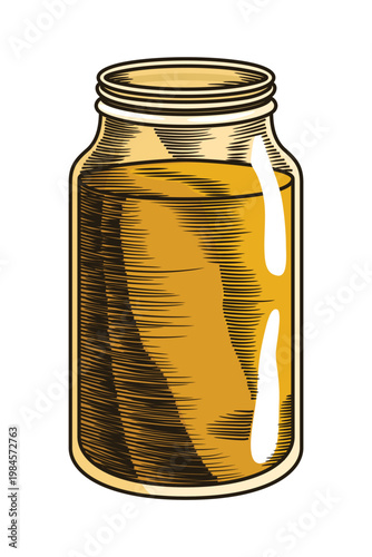 Cane sugar. Product from sugarcane plant. Engraving hand drawn natural organic food or natural ingredient. Fresh cane rum in bottle