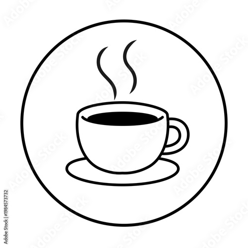 コーヒーカップの丸背景アイコン – カフェ・休憩