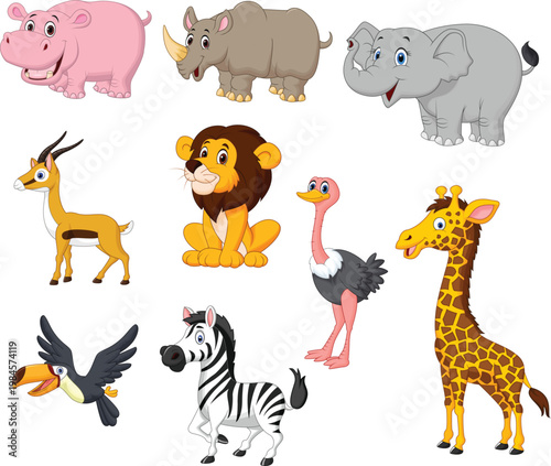 Wildlife animals set with transparent background