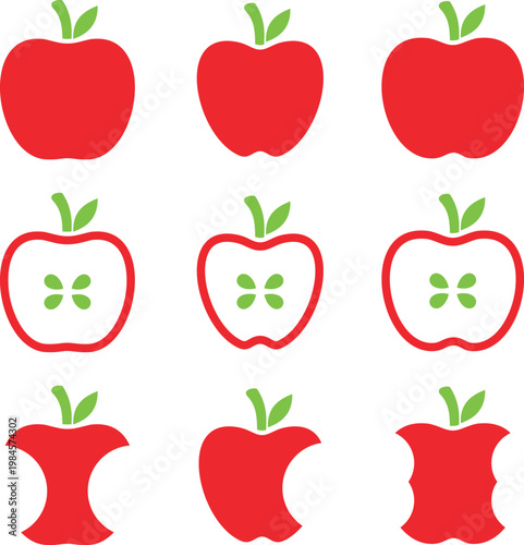 Red apple isolated on white background. Fresh raw organic fruit.