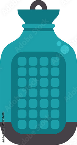 Rubber hot water bottle providing warmth for pain relief and relaxation