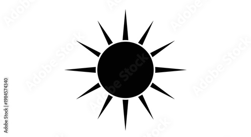 Black Sun Icon Graphic Symbol.
