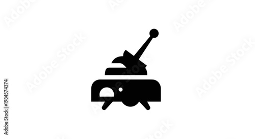 Black Tank Silhouette Icon.