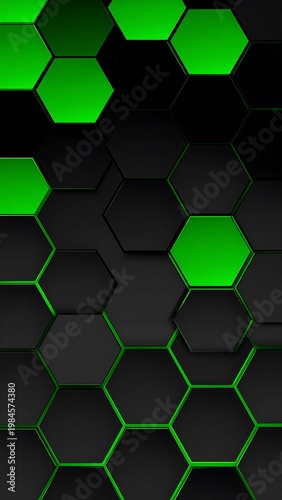 Hexagons Green Black.