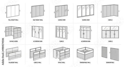 Architectural Drawings of Various Booth and Partition Designs.