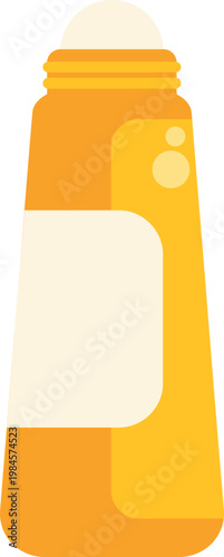 Yellow roll on deodorant bottle concept for personal care and freshness