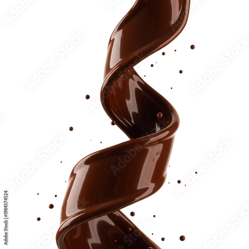 Chocolate swirl with droplets isolated on transparent background