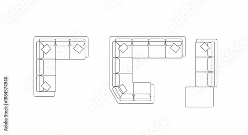 Architectural floor plan drawing of a sectional sofa layout.