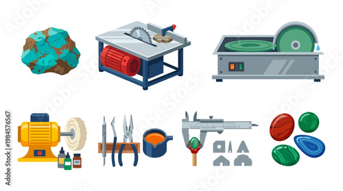 Gemstone cutting and polishing tools and equipment for lapidary work