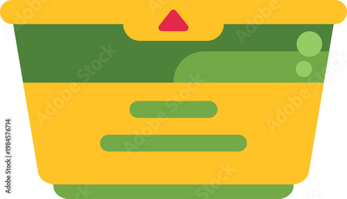 Plastic tub holding a spreadable food product like butter or margarine