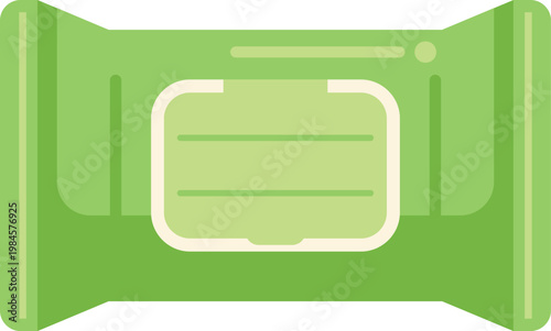 Green package of wet wipes symbolizing hygiene, cleaning, and sanitization