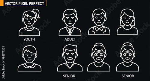 Diverse Age Group Avatars Representing Different Life Stages.