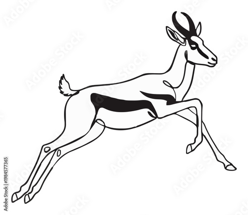 Minimalist Springbok Line Art Vector Icon. Generative AI